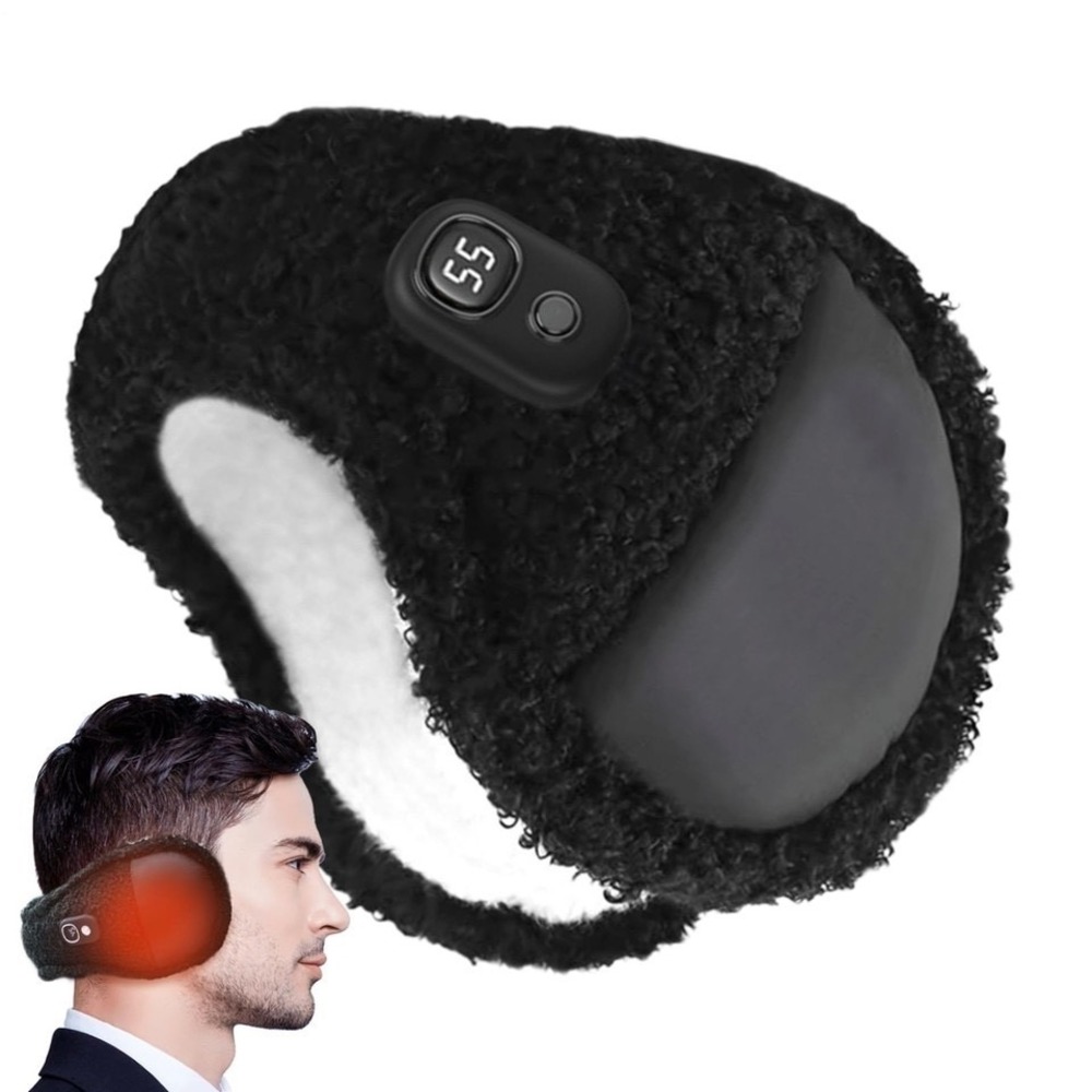 Heated Ear Warmer 3 Temperature Modes Fleece Lining Foldable Earmuffs UNISEX